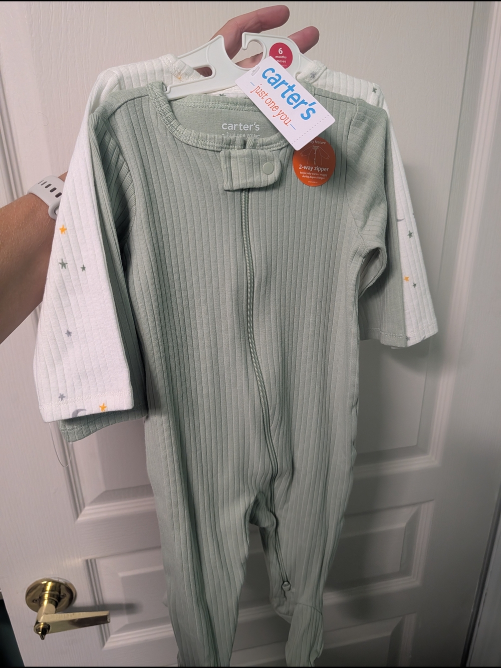 Carter's Sage Green Ribbed Baby One-Piece, 2-Pack
